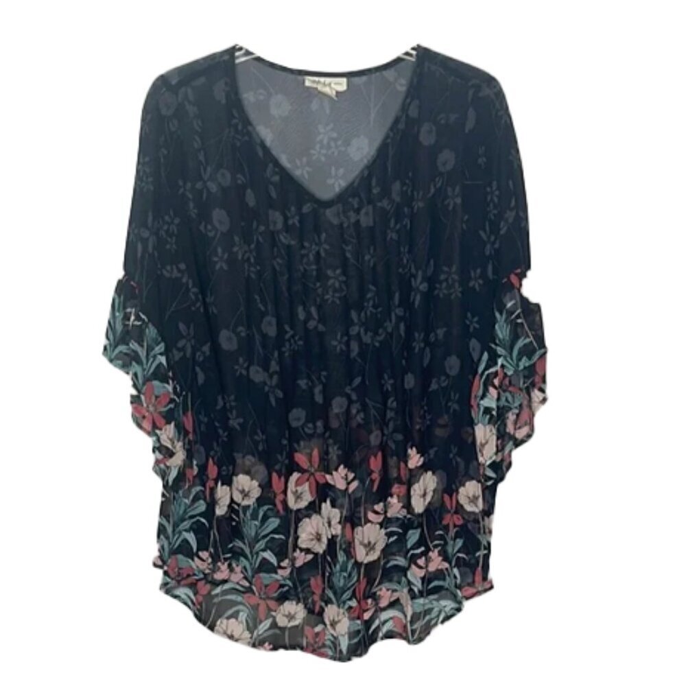 ❤️ 🆕 STYLE & CO Floral Blouse with Flutter Sleeves Size 1X